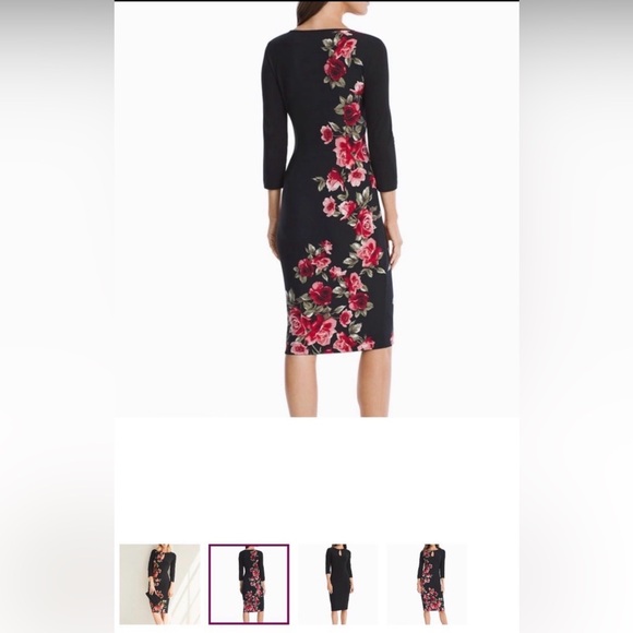 White House Black Market Reversible Sheath Dress – Floral / Black – Size S #154 - Picture 3 of 8